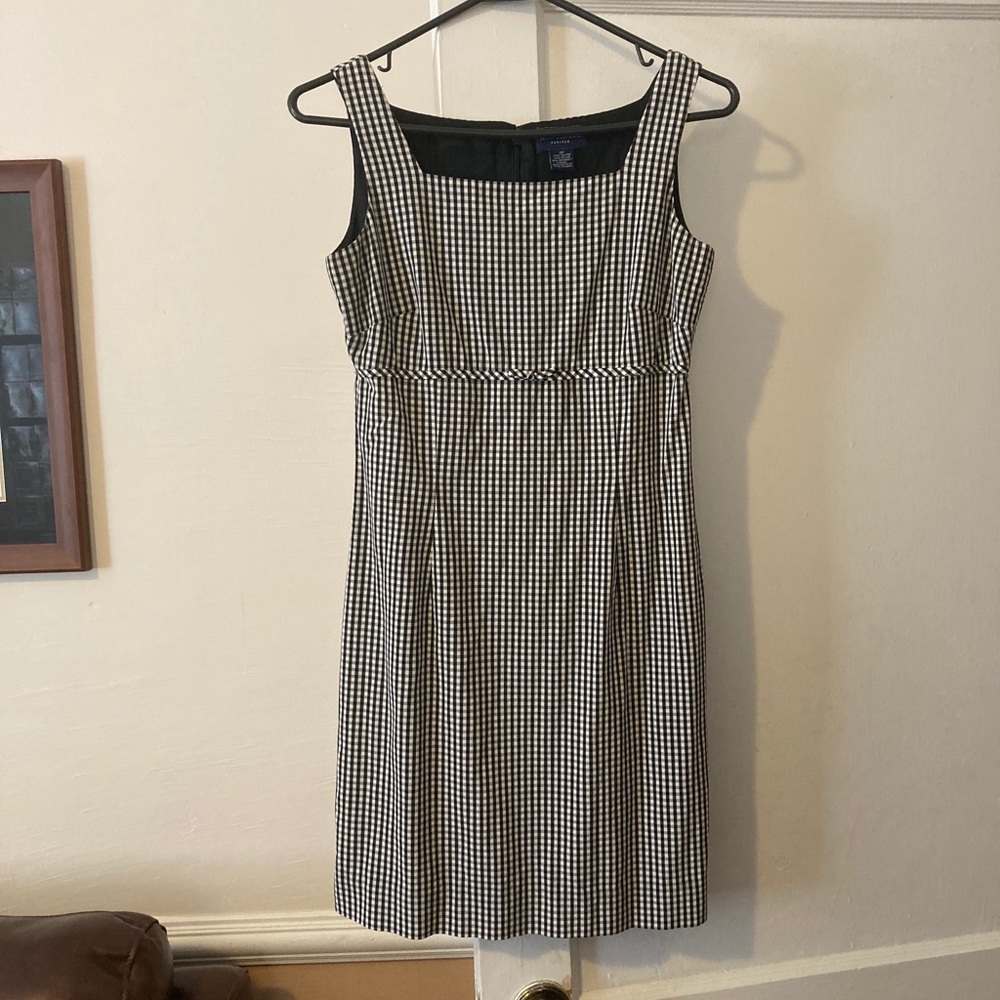 Ann Taylor Black and White Plaid Dress